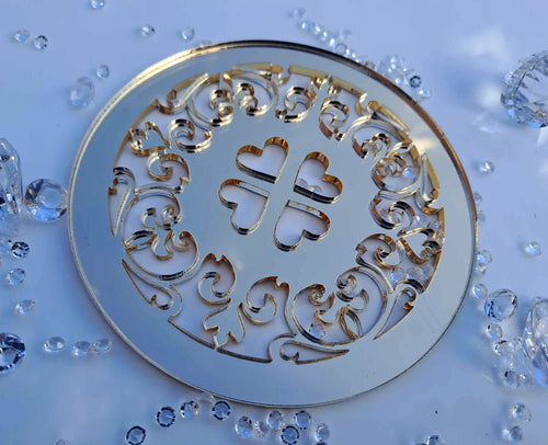 Bulk Buy Wedding Favours/Coasters Gold Mirror Acrylic includes FREE Holder