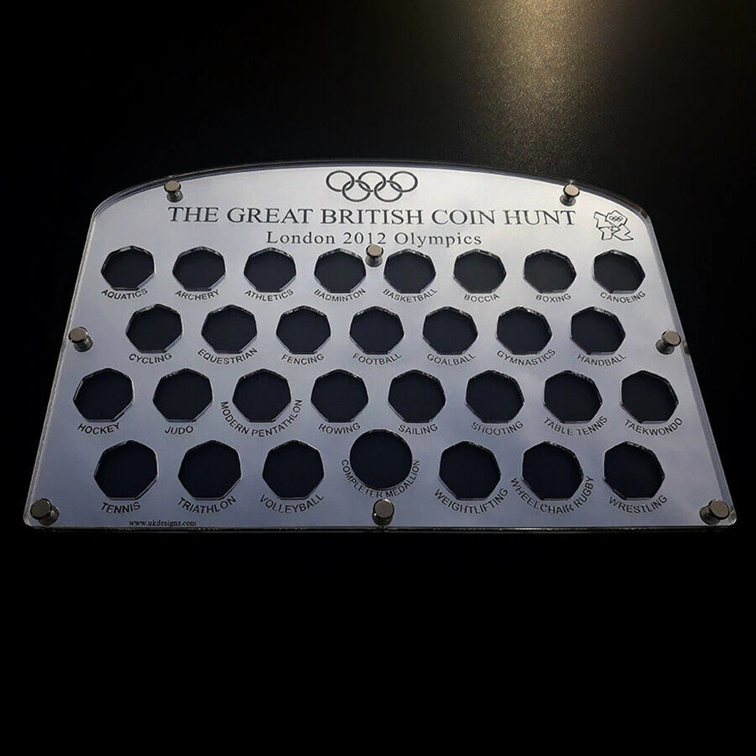 2012 Olympic 50p Coin Display - 30 x slot including Completer Medalliion slot