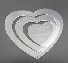 8" Inch 3mm Thick Clear Acrylic 3 Piece Heart Template Set