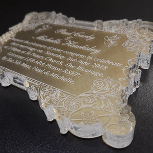 Wedding Invitations in 10mm quality clear acrylic