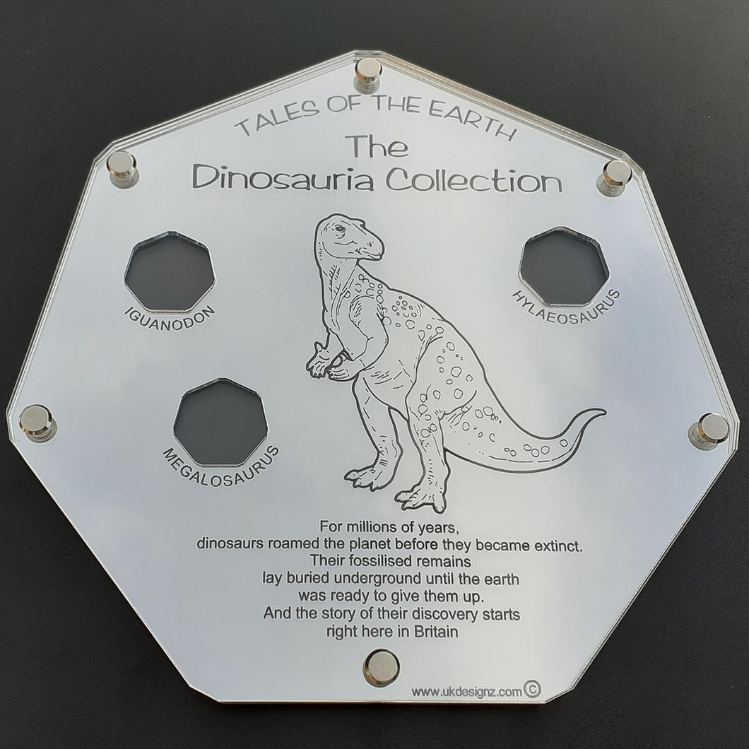The Dinosauria Collection  Here we have the 3 x Slot Professional Coin Collection Display Case  For the following 3 x 50p coins:  1 - Megalosaurus  2 - Iguanodon  3 - Hylaeosaurus