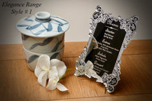 elegant wedding accessories from uk designz | bespoke wedding mennus | custom made wedding menus in various materials