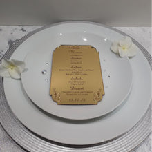 Gold Acrylic Personalised Wedding Breakfast Menus